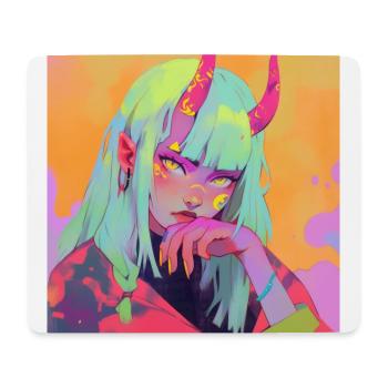 anime, demon girl, waifu, japan - Mousepad (Querformat) - Weiß - Vorne