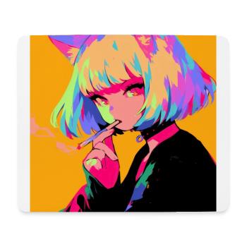 anime, cat girl, waifu, japan - Mousepad (Querformat) - Weiß - Vorne