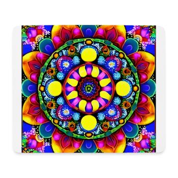 Mauspad buntes Mandala-Blumen-Design - Mousepad (Querformat) - Weiß - Vorne