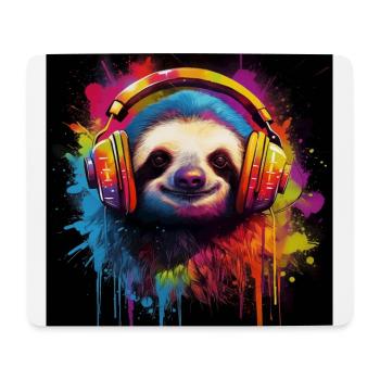 DJ paresseux avec casque - Tapis de souris (format paysage) - blanc - Devant