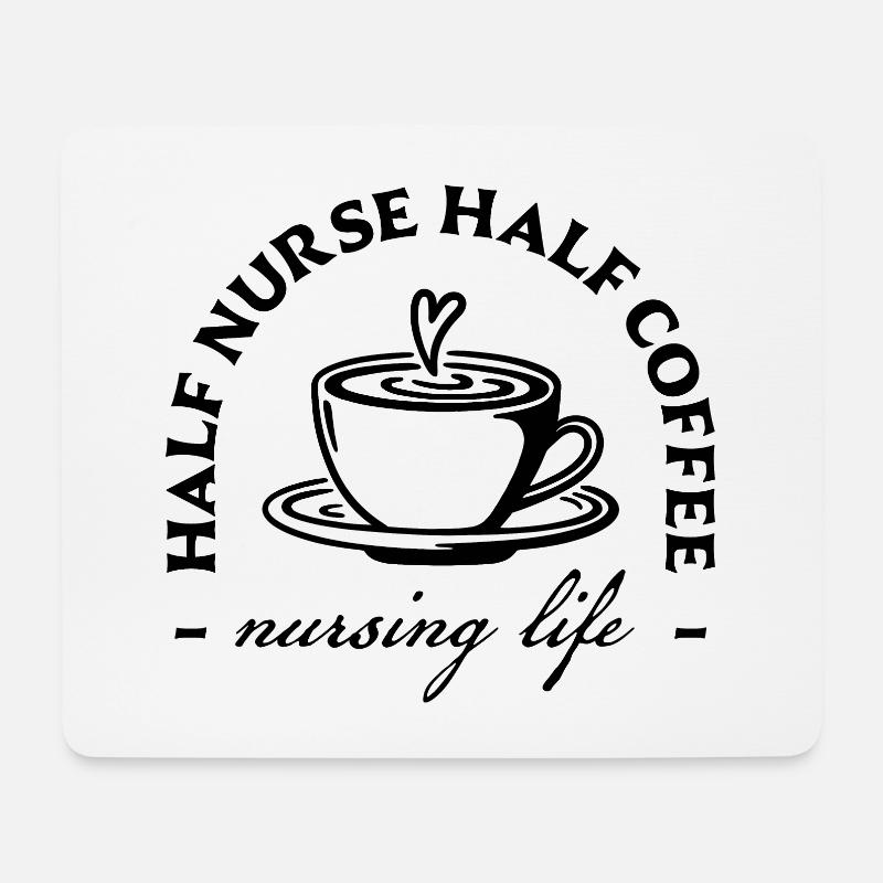 Halb Krankenschwester, halb Kaffee Humor Krankenschwester Kaffee - Mousepad (Querformat) - Weiß