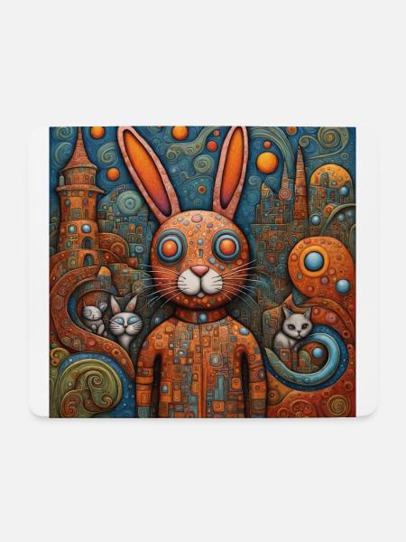 Surreal Pop Animals 9 Rabbit - Mouse Pad (horizontal) - white