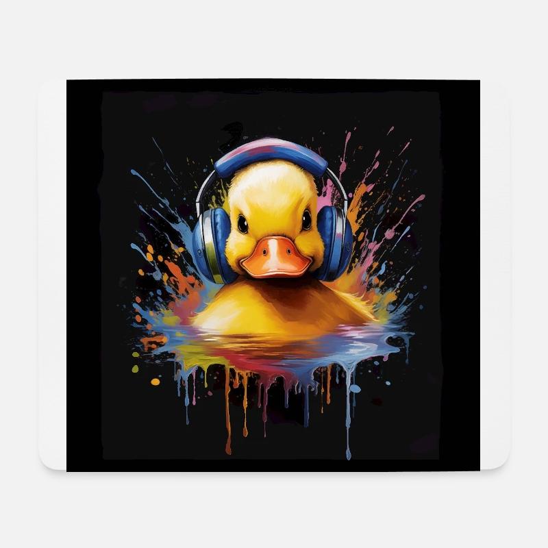Entenbaby hört Musik mit Kopfhörern - Mousepad (Querformat) - Weiß