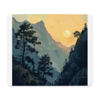 Mountains, Landscape, Nature, Trees, Sun - Mouse Pad (horizontal) - white - Front