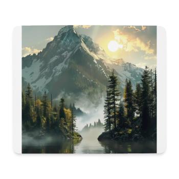 Mountains, Landscape, Nature, Trees, Sun - Mouse Pad (horizontal) - white - Front