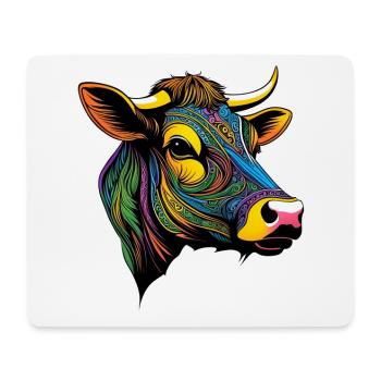 Portrait graphique d'une vache - Tapis de souris (format paysage) - blanc - Devant