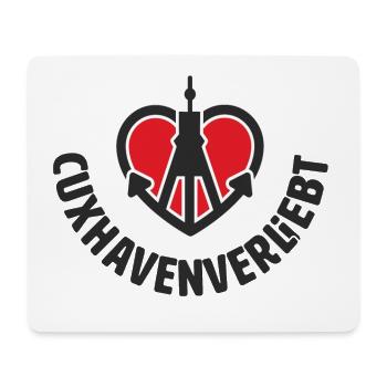 cuxhavenverliebt rund schwarz - Mousepad (Querformat) - Weiß - Vorne