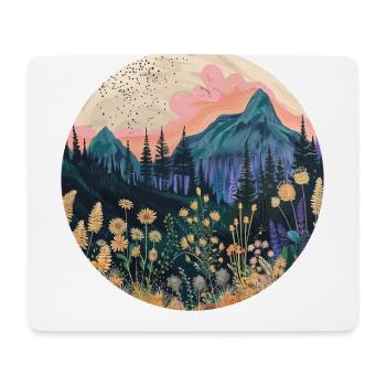 Boho, Flowers, Mountains, Landscape, Nature, Trees - Mouse Pad (horizontal) - white - Front
