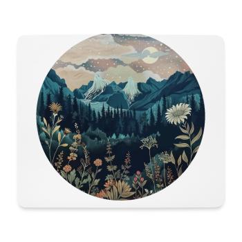 Boho, Flowers, Mountains, Landscape, Nature, Trees - Mouse Pad (horizontal) - white - Front