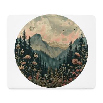 Boho, Flowers, Mountains, Landscape, Nature, Trees - Mouse Pad (horizontal) - white - Front