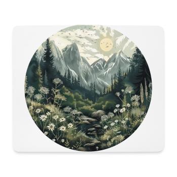 Boho, Flowers, Mountains, Landscape, Nature, Trees - Mouse Pad (horizontal) - white - Front