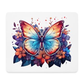 Butterfly, Flowers, Spring, Nature - Mouse Pad (horizontal) - white - Front