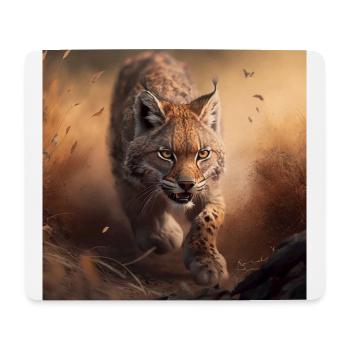 Rennender Luchs - Mousepad (Querformat) - Weiß - Vorne