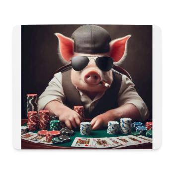 Poker Schwein - Mousepad (Querformat) - Weiß - Vorne