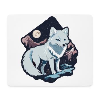 Polarfuchs Mond Sterne Skandinavien Fuchs Polar - Mousepad (Querformat) - Weiß - Vorne