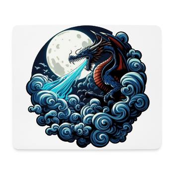 Mystischer Drache, der Wasser im Mondlicht spuckt - Mousepad (Querformat) - Weiß - Vorne
