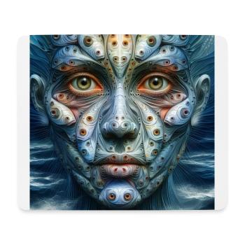Gesicht mit Fischaugen - Mousepad (Querformat) - Weiß - Vorne
