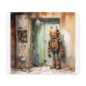Alter rostiger verlassener Roboter 3 - Mousepad (Querformat) - Weiß - Vorne