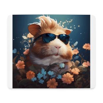 Cochons d’Inde et fleurs - Tapis de souris (format paysage) - blanc - Devant