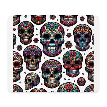 Buntes dekoratives Skullmuster - Mousepad (Querformat) - Weiß - Vorne