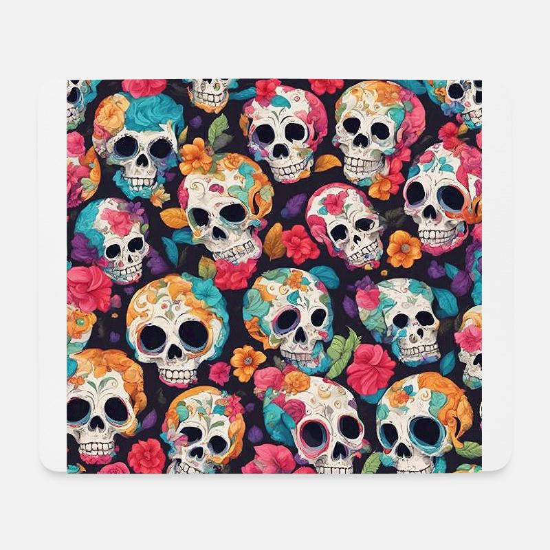 tapis de souris motif de crâne coloré design - Tapis de souris (format paysage) - blanc