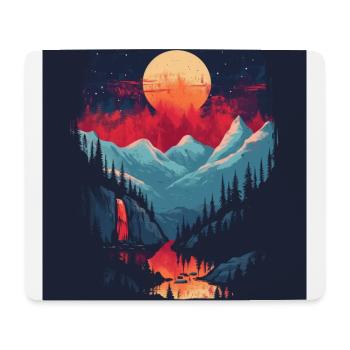 Moonlight and Nature At Night Mountains Forest - Mouse Pad (horizontal) - white - Front