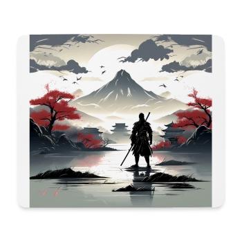 Alone Samurai at a Beautiful Landscape - Mouse Pad (horizontal) - white - Front