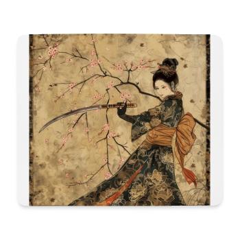 Japanisch, Samurai, Kirschblüte, Kunst, Ukiyo-E, s - Mousepad (Querformat) - Weiß - Vorne