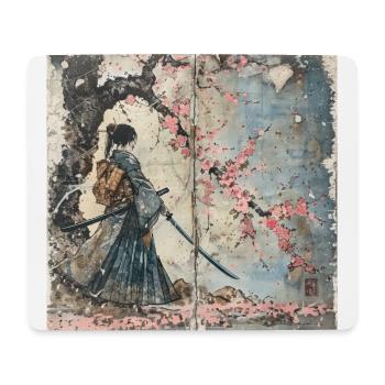 Japanisch, Samurai, Kirschblüte, Kunst, Ukiyo-E - Mousepad (Querformat) - Weiß - Vorne