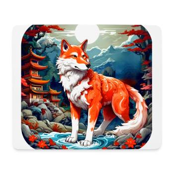 Renard asiatique - Tapis de souris (format paysage) - blanc - Devant