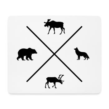 Sweden Silhouette Bear Wolf Moose Reindeer Black - Mouse Pad (horizontal) - white - Front
