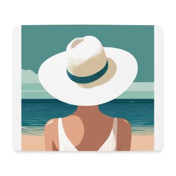 Woman with hat on the beach - Mouse Pad (horizontal) - white - Front