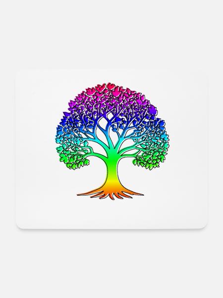 Baum mit Regenbogenmuster und schwarzem Rand - Mousepad (Querformat) - Weiß
