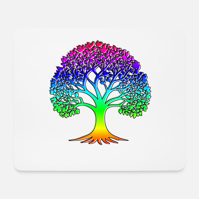 Baum mit Regenbogenmuster und schwarzem Rand - Mousepad (Querformat) - Weiß