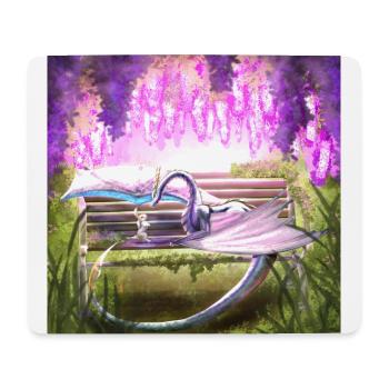 Zauberhafte Begegnung im Blütengarten - Mousepad (Querformat) - Weiß - Vorne