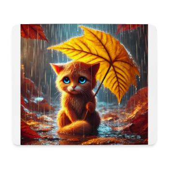 Traurige Katze im Regen im Herbst - Mousepad (Querformat) - Weiß - Vorne