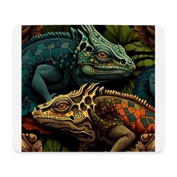 Leguan-Duo - Mousepad (Querformat) - Weiß - Vorne