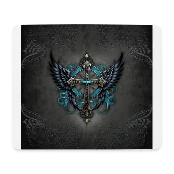 Cross adorned with wings. - Mouse Pad (horizontal) - white - Front
