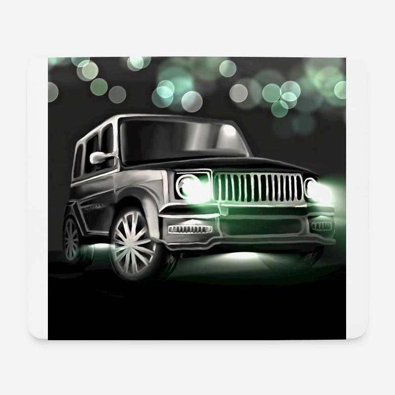 Photo de voiture verte cool - Tapis de souris (format paysage) - blanc