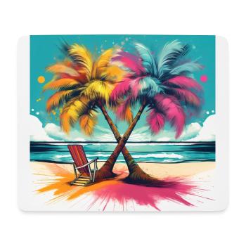 Vibrant Palm Trees on a Tropical Beach - Mouse Pad (horizontal) - white - Front