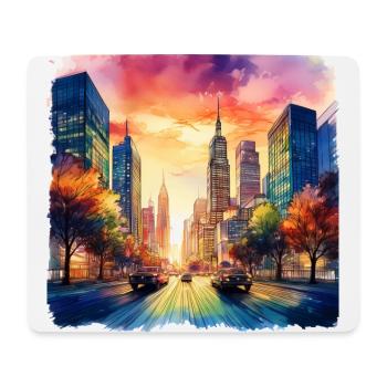 Vibrant Cityscape at Sunset - Mouse Pad (horizontal) - white - Front