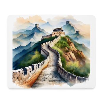 Colourful Great Wall of China Scenic Illustration - Mouse Pad (horizontal) - white - Front