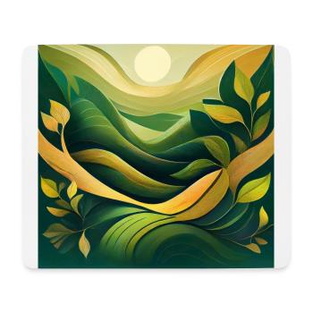 Abstract Green Landscape with Sun and Leaves - Mouse Pad (horizontal) - white - Front
