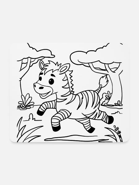 Ausmalbild Zebra 🦓 für kreative Entfaltung - Mousepad (Querformat) - Weiß