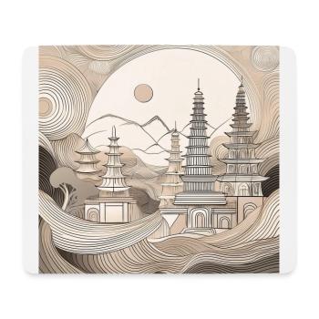 Minimalist Temple Pagodas Art - Mouse Pad (horizontal) - white - Front