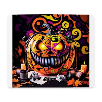 gruseliger Halloween-Kürbis lächelnd - Mousepad (Querformat) - Weiß - Vorne
