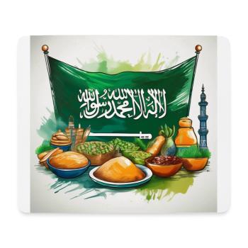 Saudi Flag and Feast – Vibrant Arabian Heritage - Mouse Pad (horizontal) - white - Front