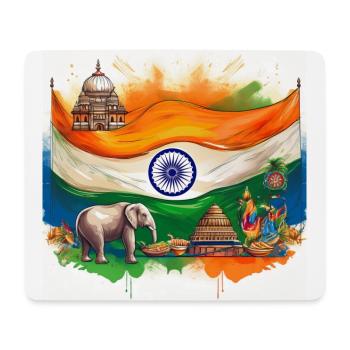 Vibrant Indian Heritage Flag Art - Mouse Pad (horizontal) - white - Front