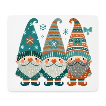 Trio de gnomes festifs de l’escouade du Père Noël - Tapis de souris (format paysage) - blanc - Devant