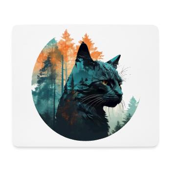 Waldkatze – Natur in Silhouette - Mousepad (Querformat) - Weiß - Vorne
